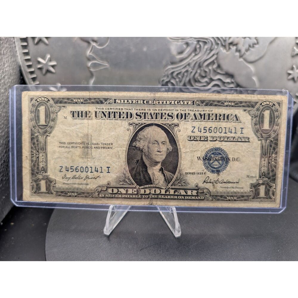1935F $1 Silver Certificate • Blue Seal • Z45600141I • Clean Circulated